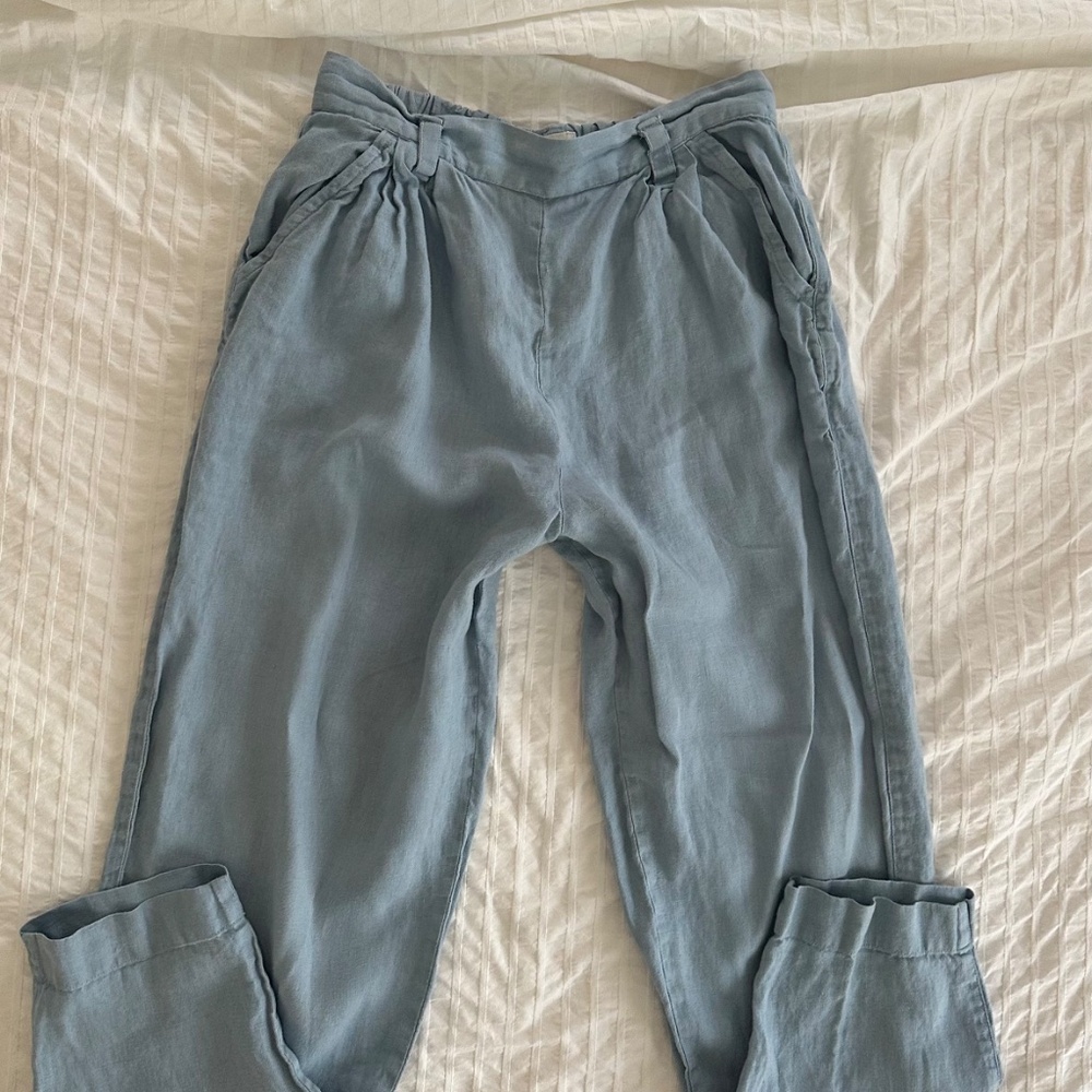 Not Perfect Linen Cropped 100% Linen Pants Size M Beachy Vacation Resort Wear